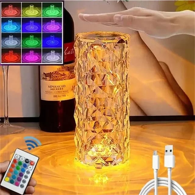 Elegant LED Table Lamp 3D Effect Diamond Atmosphere Lamp Battery